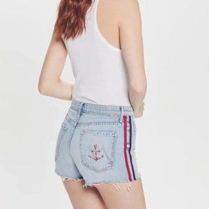 28 MOTHER SUPERIOR The Easy Does It Distressed Denim Shorts